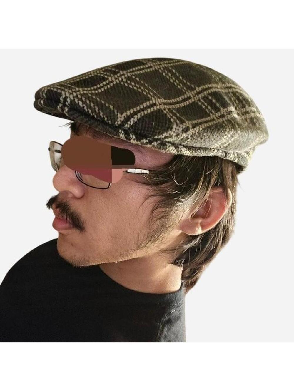 Brown plaid Kangol flat cap